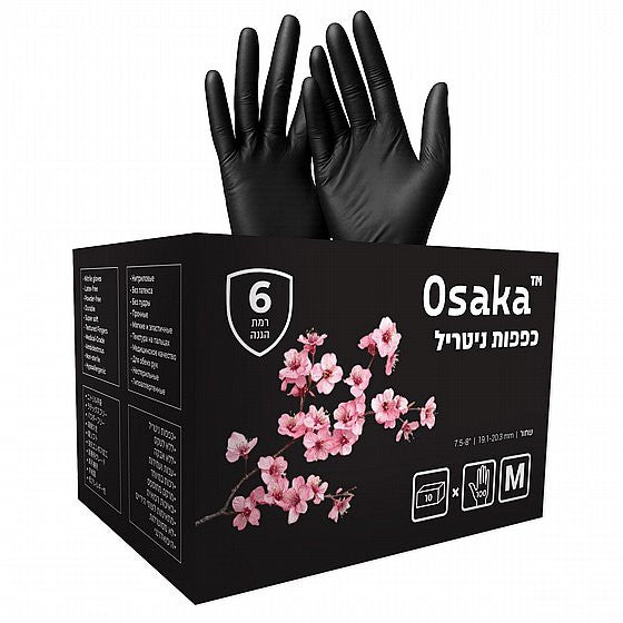 Нитриловые перчатки Osaka-  Мастер-коробка: 10 упаковок, размер Medium, Black, 3.5 gr