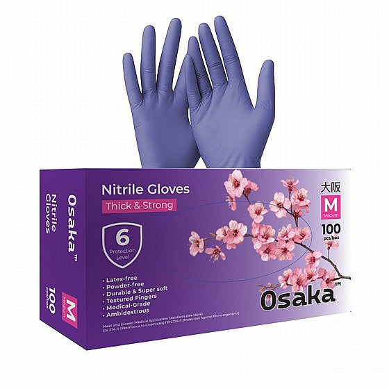 Нитриловые перчатки Osaka-  Мастер-коробка 10 упаковок, Фиолетовый, 3.5 gr, размер Medium
