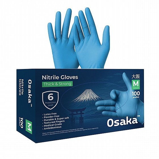 Нитриловые перчатки Osaka-  Мастер-коробка: 10 упаковок, размер Medium,Blue , 3.5 gr
