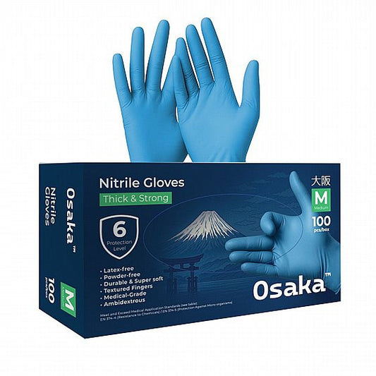 Нитриловые перчатки Osaka-  Мастер-коробка: 10 упаковок, размер Medium,Blue , 3.5 gr